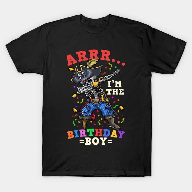 Birthday Boy Pirate Skeleton Dabbing T-Shirt by KAWAIITEE